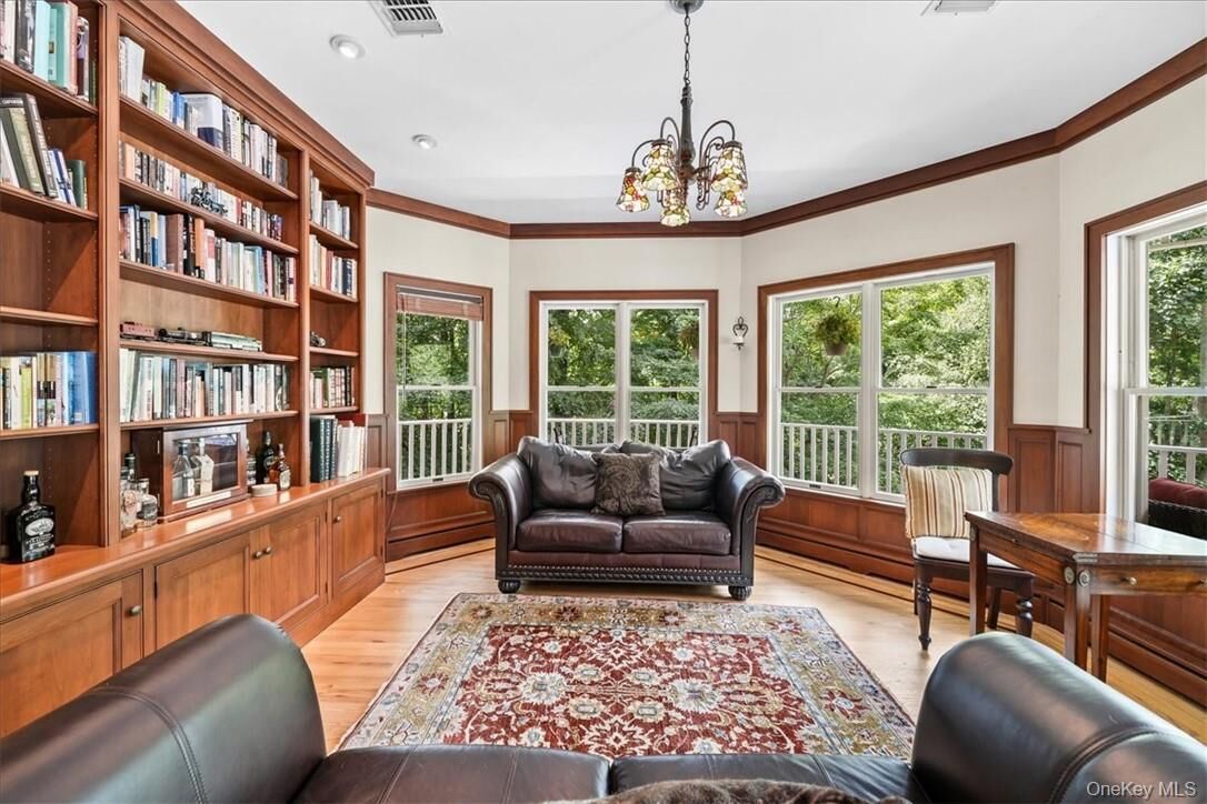 Library with built-in bookshelves